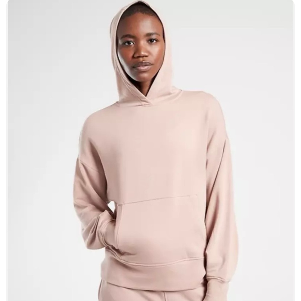 Athleta Balance Hoodie Mocha Latte Cozy Athleisure Sweater